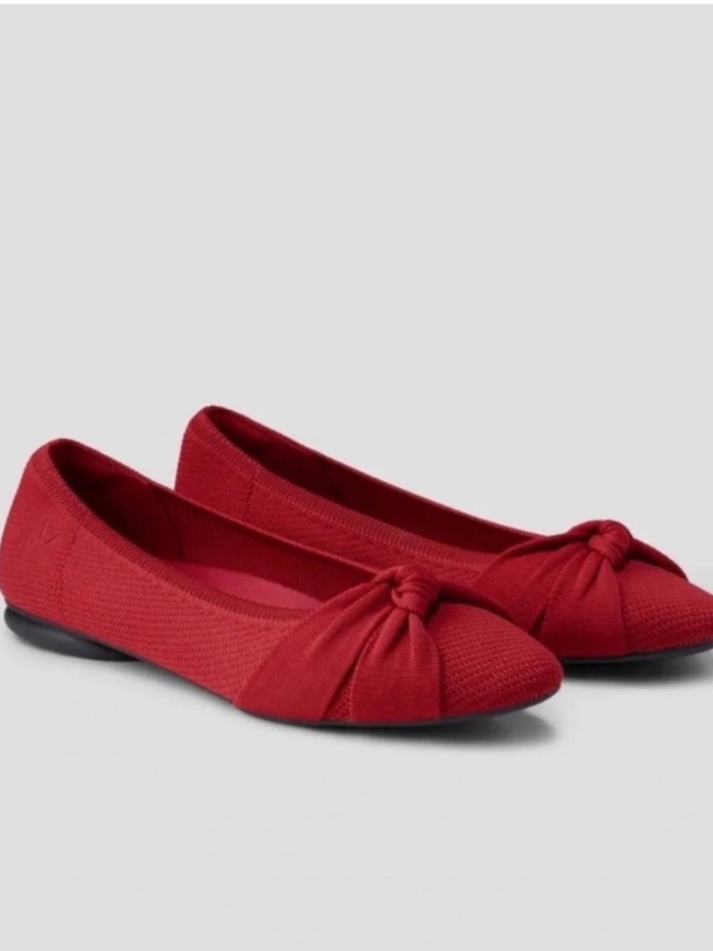 NEW Vivaia Bow Almond-Toe Knotted Slip-On Flats in Red size 36